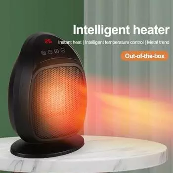 Небольшой обогреватель для помещений, 800 Вт, высокая мощность, низкий уровень шума, контроль температуры, автоматическое отключение, настольный портативный обогреватель, вентилятор, теплее для комнаты EU чёрный
