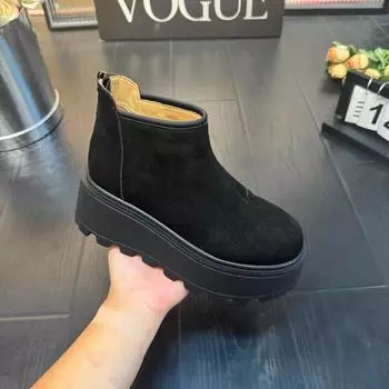 Небольшой рост мужчины увеличение 2024 зимняя повседневная мода универсальные ботинки на платформе зимние легкие хлопковые ботинки женская обувь 35 темно-коричневого