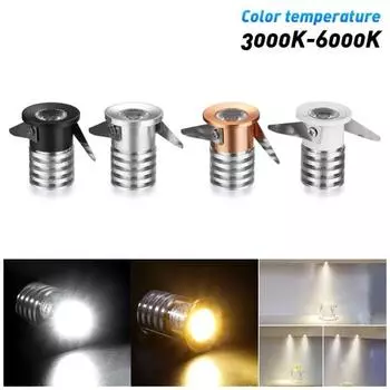 Небольшой светодиодный светильник мощностью 1/3 Вт в точечном светильнике для внутреннего прилавка магазина, домашней кухни 1W-20mm Pure White Light чёрный