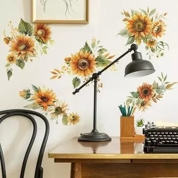 Небольшой свежий подсолнух спальня кабинет шкаф фон украшение стены наклейки самоклеящиеся 40*60CM/fun-e42