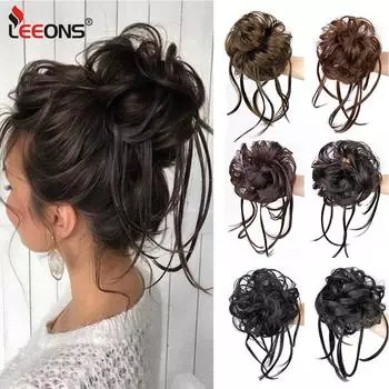 Небрежный пучок, растрепанная прическа, наращивание пучков, эластичная резинка для волос, вьющиеся волосы, пучок, резинка для волос для женщин