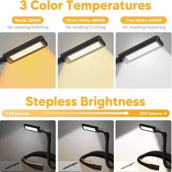 Neck Reading Light 3 Modes Light Portable Book Lamp Eye-friendly LED Booklight for Bedroom Living Room Study Room
