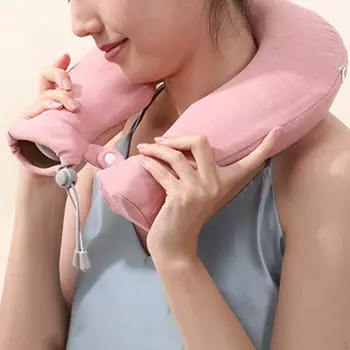 Neck Water Bag Bottle with Soft Cover Leakproof Reusable Portable Shoulder Warmer Pink