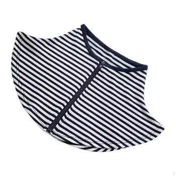 Neck Wrap Gaiter Comfortable Versatile Faux Scarf Breathable Easy to Wear Summer Portable with Blue White Stripes