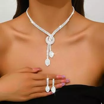 Necklace and Earrings Set серебряный