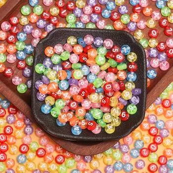 Necklace Beaded Material Round 6.5mm DIY Mobile Phone Chain Fashion Digital Beads 50pcs Acrylic Bracelet Making Accessories Style 1