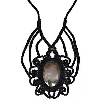 Necklace Bloodstone Macrame Stone Hemp Pendant Adjustable Beads Jewelry