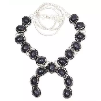 Necklace Blue Sunsitara Gemstone Ethnic Style Silver Jewelry 18-20