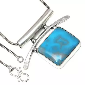 Necklace Blue Turquoise Gemstone Handmade Antique Jewelry 2.5