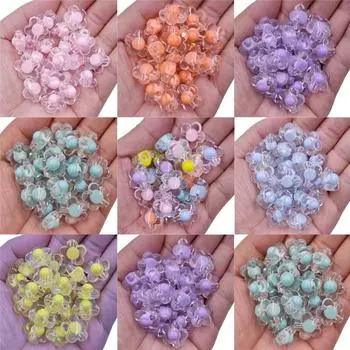 Ожерелье, браслет, свободные бусины, сделай сам, поделки, конфетный цвет, 10 шт., 17 мм, подвеска в форме цветка для изготовления ювелирных изделий, акриловый прозрачный двухслойный зелёный