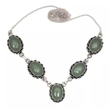 Necklace Chalcedony Natural Silver Beads Blue 20 Cts Round Gifted