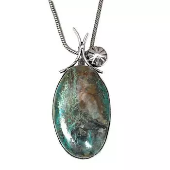 Necklace Chrysocolla Gemstone Handmade Silver Jewelry 2