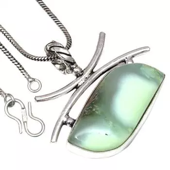 Necklace Chrysoprase Gemstone Handmade Antique Silver Jewelry 1.25
