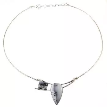 Necklace Dendritic Opal Gemstone Handmade Ethnic Silver Jewelry 16