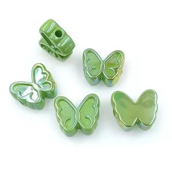 Necklace DIY Earrings Bracelet Fashion UV Handmade Accessories 5pcs Butterfly Beads Phantom Color Jewelry Materials beads зелёный
