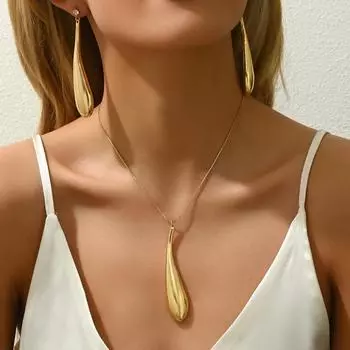 Necklace earrings jewelry set simple American style water drop temperament versatile