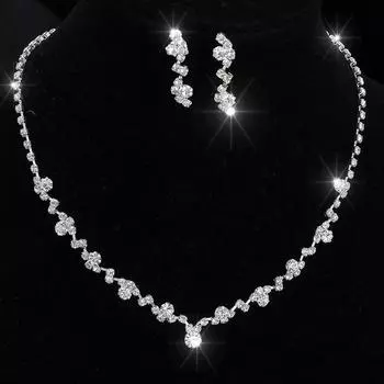 Necklace Earrings Set Crystal Earring Jewelry Set Bridal Jewelry Bridal Set Wedding Accessories