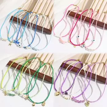 Necklace for Women Jewelry Necklace Fashion Sweet Cool Style Rice Bead Necklace Bohemian Handmade Beaded Necklace Beautiful Elegant Necklace for Her