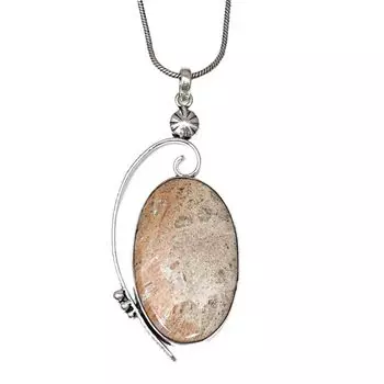 Necklace Fossil Coral Gemstone Handmade Silver Jewelry 3