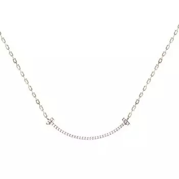 Necklace Gift Box Set Smile Line 925 Sterling Silver length adjustable up to Accessories Cubic Zirconia Rhinestone [Gifty] Women s (Chain 45cm) H&C