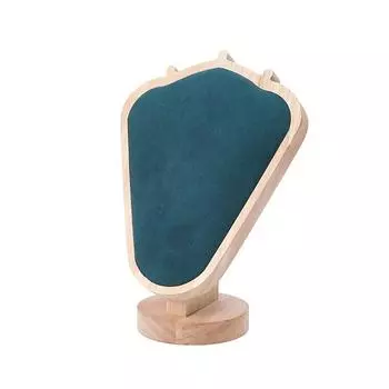 Necklace Holder Display Stand Velvets and Wood Rack for Jewelry Organization Practical Bedroom Accessory Organizer зелёный