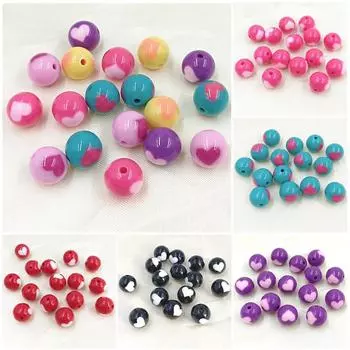 Necklace Love Heart Earring 16mm Acrylic Solid Color Handmade Double Sided Round Beads Materials DIY Jewelry Accessories for Bracelet Making Fashion чёрный