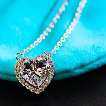 Necklace Love Heart Pendant Micro Inset Zircon Jewelry Simple Personalized Ornament Valentines Day Gift Women