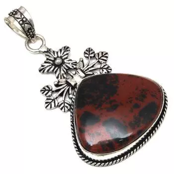 Necklace Mahogany Obsidian Gemstone Gift For Her Silver Jewelry 2.5