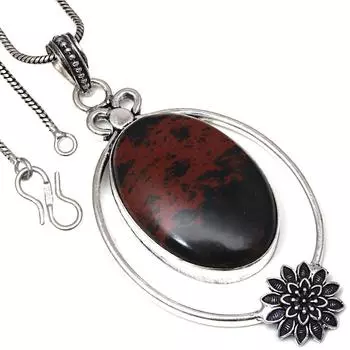Necklace Mahogany Obsidian Gemstone Handmade Silver Jewelry Bracelet2