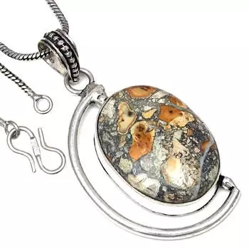 Necklace Malinga Jasper Gemstone Handmade Antique Silver Jewelry 2
