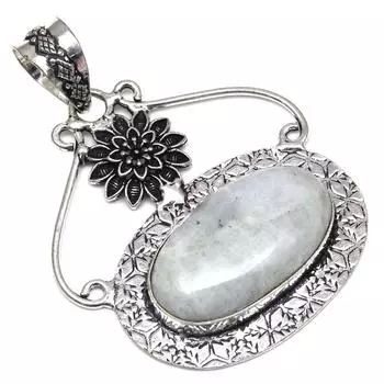 Necklace Moonstone Gemstone Handmade Gift For Her Silver Jewelry 2.25