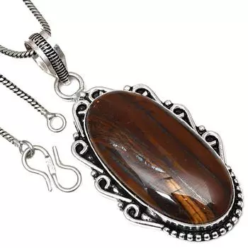 Necklace Multi Tiger Gemstone Handmade Antique Silver Jewelry 2.25