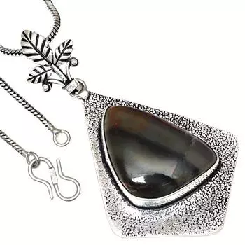 Necklace Newlite Jasper Gemstone Handmade Antique Silver Jewelry 2.25