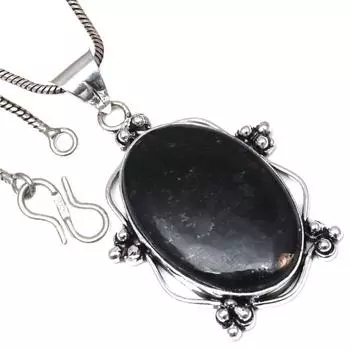 Necklace Nuummite Stone Gemstone Handmade Antique Silver Jewelry 2