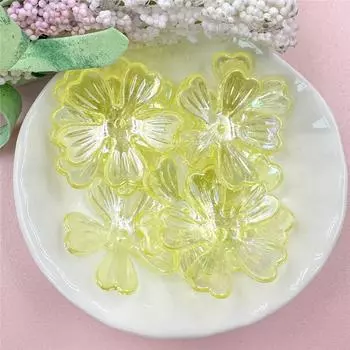 Necklace Pendant 10Pcs 26.5mm DIY Beads bead Acrylic beads Jewelry Making Flower Beads жёлтый