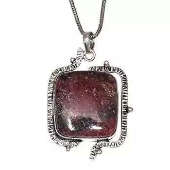 Necklace Rhodonite Gemstone Handmade Silver Jewelry 2.75