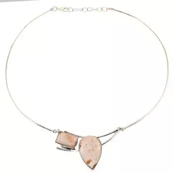 Necklace Scolecite Shell Gemstone Handmade Ethnic Silver Jewelry 16
