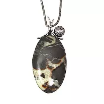 Necklace Septerian Jasper Gemstone Handmade Silver Jewelry 2.25