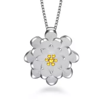 Ожерелье с посеребренной подвеской в корейском стиле, кулон в виде цветка лотоса, цепочка на ключицу, темпераментный тренд