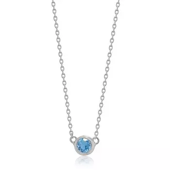 Necklace Silver Rhodium Plated November Birthstone Blue Topaz [Estelle] [Official] [WEB Limited] Women s 0773-0900-0019-0000
