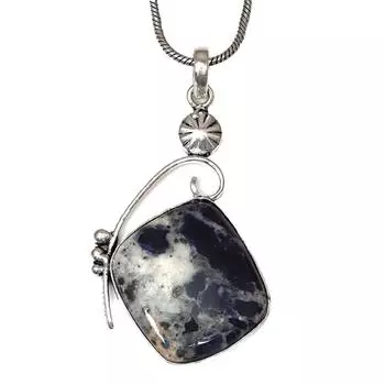 Necklace Sodalite Gemstone Handmade 925 Silver Jewelry 2.25