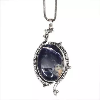 Necklace Sodalite Gemstone Handmade Silver Jewelry 2.5