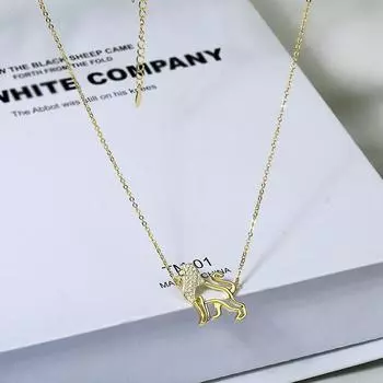 Necklace Street Animal Lion Shape Full Diamond Necklace Pendant