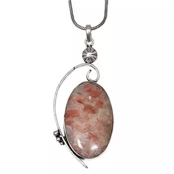 Necklace Sunstone Gemstone Handmade Silver Jewelry 2.75