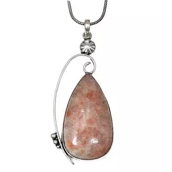 Necklace Sunstone Gemstone Handmade Silver Jewelry 2.75