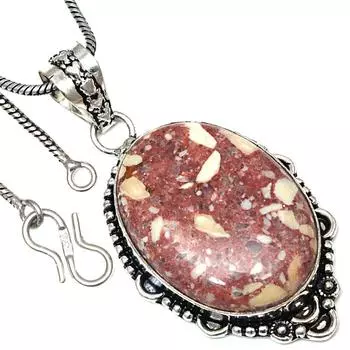 Necklace Wild Horse Jasper Gemstone Handmade Antique Silver Jewelry 2