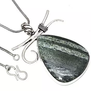 Necklace Zebra Jasper Gemstone Handmade Antique Jewelry 2.25