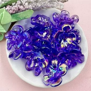 Necklaces Jewelry Marking 21.4*23.6mm Fashion for Earrings DIY Handmade Materials Transparent 10pcs Acrylic Irregular UV color Big Flower Beads beads фиолетовый