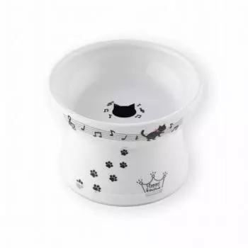 necoichi Happy Dining миска для еды с ножками в виде кота и музыкальных нот, силикон, белый