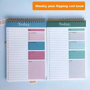 Недатированный ежедневник-планировщик B5 со спиральным переплетом, блокнот для списка дел с 52 двусторонними страницами, для дома, офиса, школы светло-синий